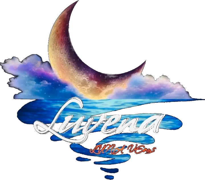 Luvena～luna Venus～のロゴ。三日月と海、雲をあしらったマーク